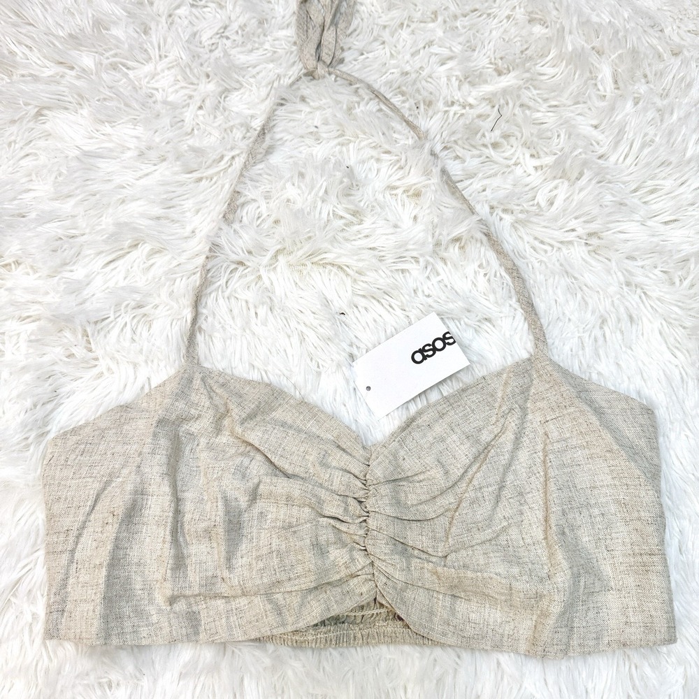 ASOS Women's Sz 6 Linen‎ Blend Khaki Bralette NWT